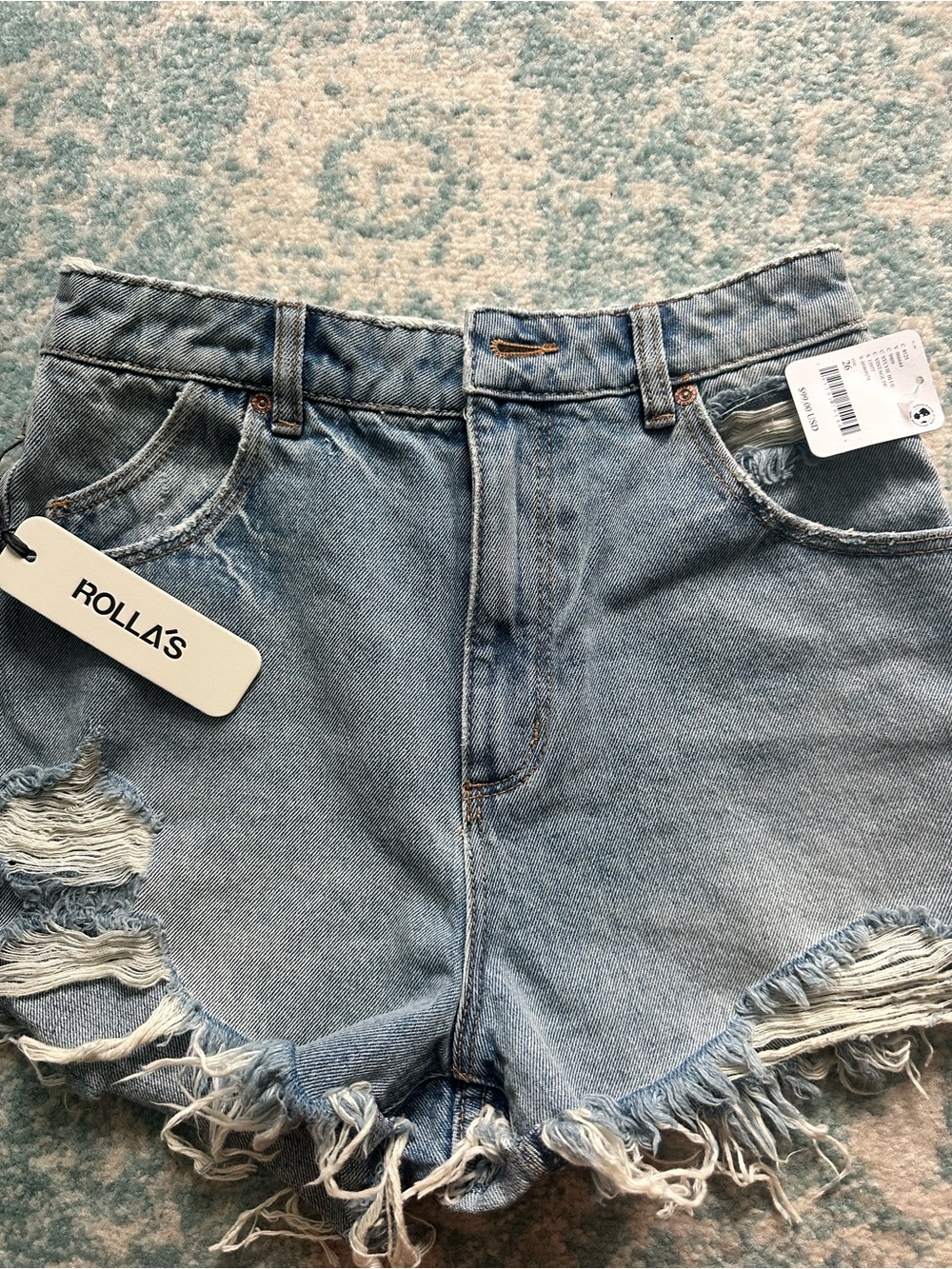 NWT free peopleWomen's Light Blue Distressed Denim Shorts